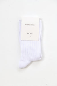 Ribbed Cotton Socks - White - WHITESMOKE