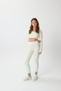 SCULPTFORM Long Sleeve Square Neck Cropped Top - Blanc - WHITESMOKE