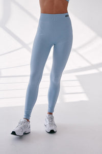 Seamless Cross Rib Leggings - Sky Blue - WHITESMOKE