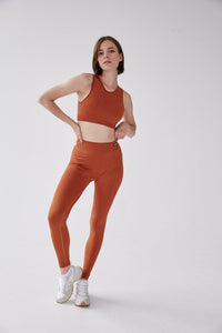 Seamless Cross Rib Leggings - Tawny Brown - WHITESMOKE