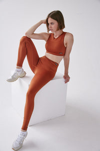 Seamless Cross Rib Leggings - Tawny Brown - WHITESMOKE