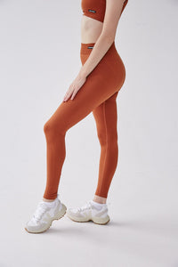 Seamless Cross Rib Leggings - Tawny Brown - WHITESMOKE