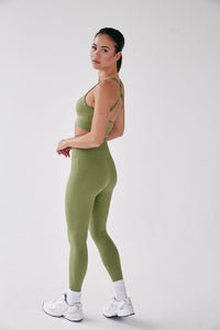 Seamless Rib Leggings - Olive - WHITESMOKE