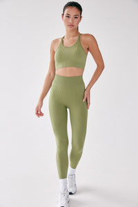 Seamless Rib Leggings - Olive - WHITESMOKE