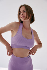 Seamless Rib Scoop Neck Bra - Sheer Lilac - WHITESMOKE