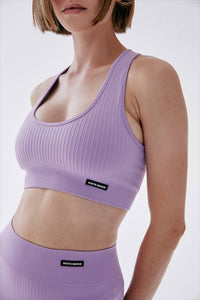 Seamless Rib Scoop Neck Bra - Sheer Lilac - WHITESMOKE