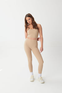 Ultra-Soft High-Waisted Leggings - Sand - WHITESMOKE