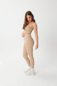 Ultra-Soft High-Waisted Leggings - Sand - WHITESMOKE