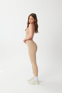 Ultra-Soft High-Waisted Leggings - Sand - WHITESMOKE