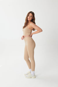 Ultra-Soft High-Waisted Leggings - Sand - WHITESMOKE