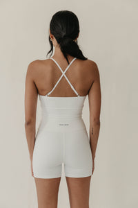 White Branded Cross-Back Top - WHITESMOKE