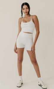 White High-waisted Shorts - WHITESMOKE