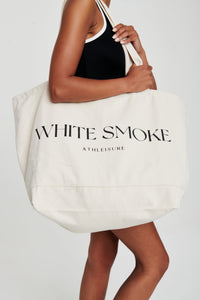 White Oversized White Smoke Canvas Bag - WHITESMOKE