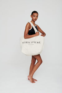 White Oversized White Smoke Canvas Bag - WHITESMOKE