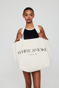 White Oversized White Smoke Canvas Bag - WHITESMOKE