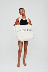 White Oversized White Smoke Canvas Bag - WHITESMOKE